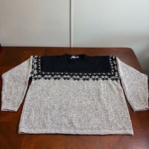 Sweater Black Gray Snowflake Knit Wool Blend 955 Originals 2XLT‎ Tall grandpa